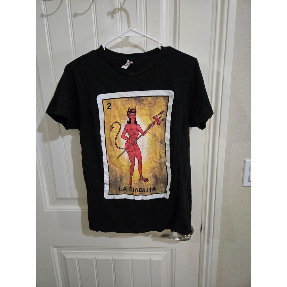 Smart Blanks Women’s Size S Black La Diablita Graphic T-Shirt Devil Loteria Tee